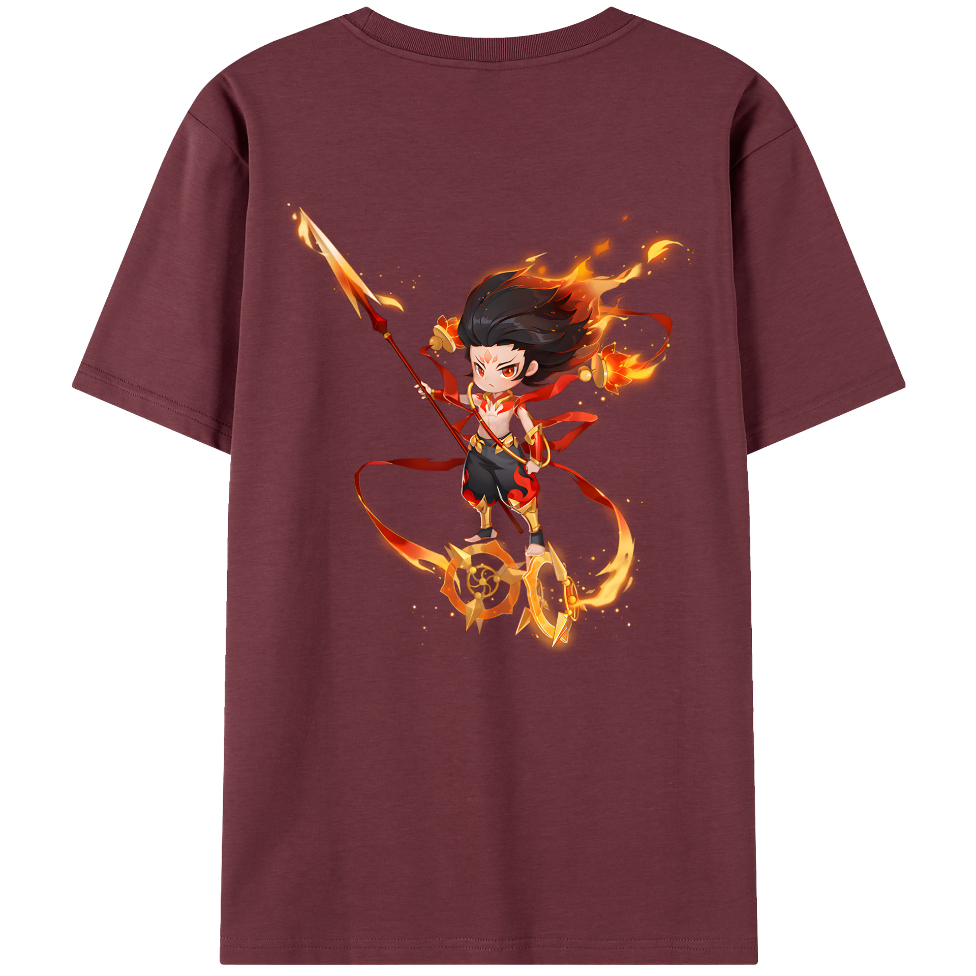 （画像用） Ne Zha 2 ナタ 魔童の大暴れ 綿100％半袖Tシャツ（背面プリント）